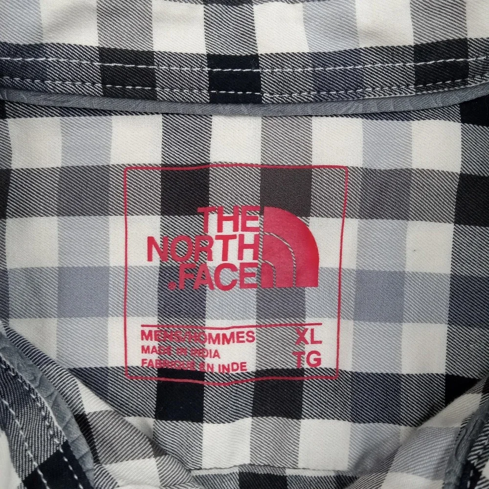 The North Face Shirt Mens XL Gray Check Button Front Long‎ Sleeve Woven Casual